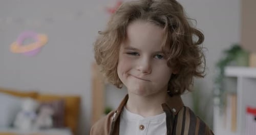 Happy Young Boy Smiling Portrait Indoors