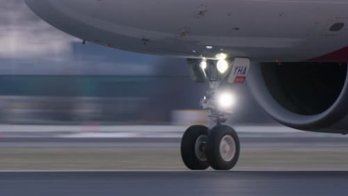Aircraft Landing Gear Accelerating for Takeoff