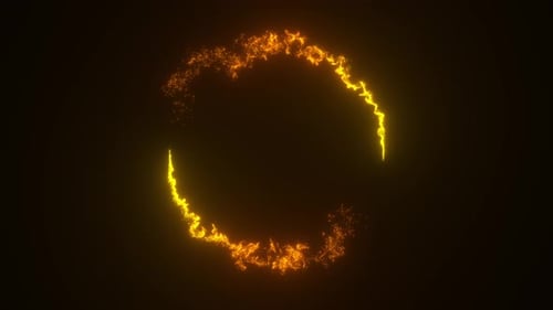 Two yellow energy beams with neon glow rotating in a circle