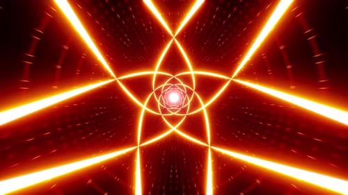 Flickering Red Curved Star Outline Light Vj Loop