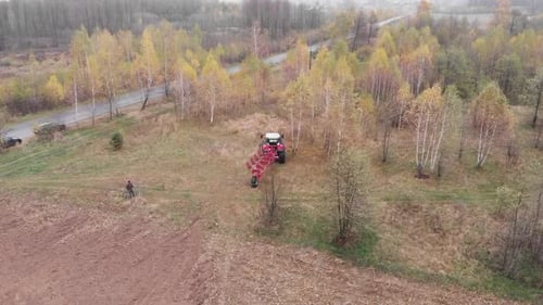 Tractor plowing the field in Ukraine