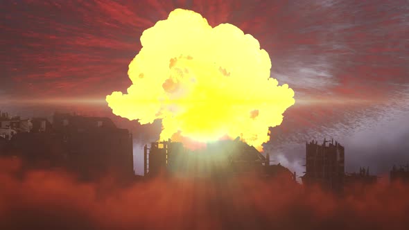Nuclear atom bomb explosion over city, Backgrounds Motion Graphics ft ...