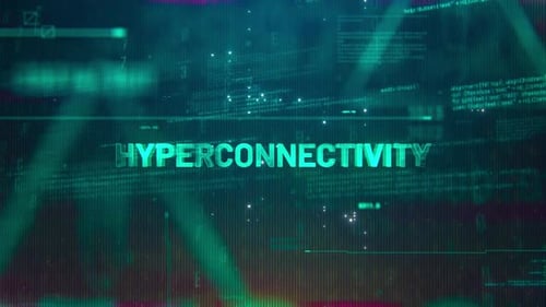 Mot sur l'hyperconnectivité sur fond futuriste de haute technologie