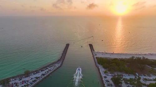 Nokomis Beach Ocean Inlet with Sailing Boats and North and South Jetty in Sarasota County USA at