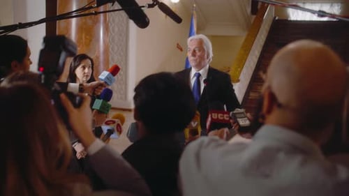 EU Representative Answers Press Questions in Parliament Hall