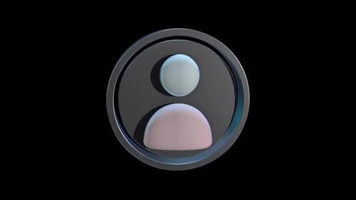 3D Metallic Rotating User Profile Icon Animation