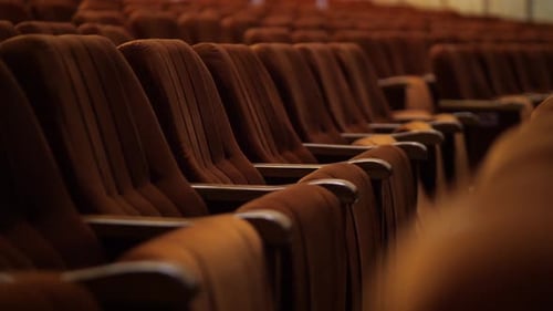 Minsk Concert Hall Belarus Row of Empty Spectator Chairs in the Empty Auditorium