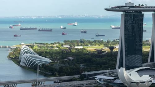 Horizonte del distrito central de negocios de Singapur