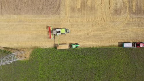 Aerial View of Harvesting in Action
