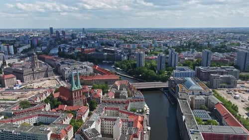 Aerial view of Spree river in berlin , Germany