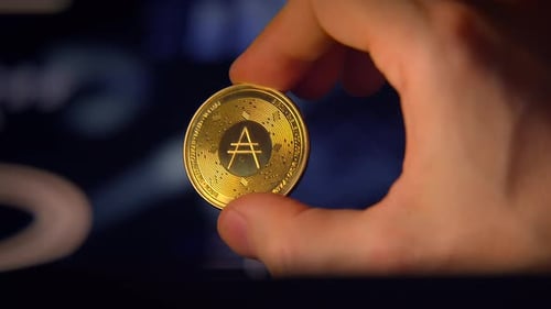Holding Cryptocurrency Over a Modern Data Display