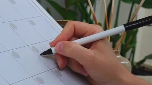 Female Hand Writing Word SHOPPING with Marker on Monthly PLANNER Making Appointment of Event Holiday