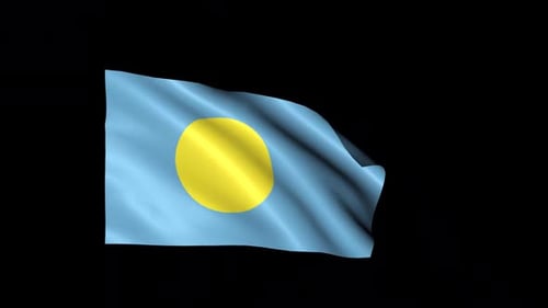 Waving Flag of Palau National Symbol Animation