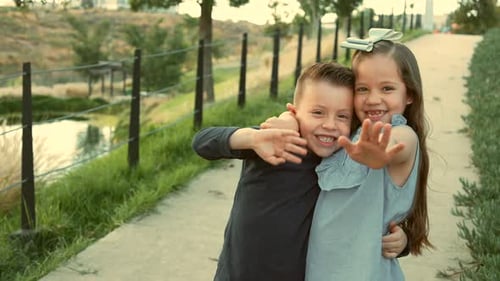 children siblings friends cousins happy enjoying their friendship playing laughing in the park