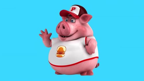 Fun 3D pig saying hello (with alpha channel included)