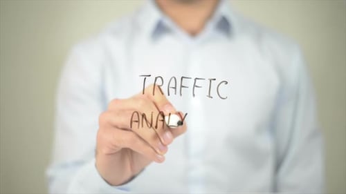 Traffice Analysis Man Writing on Transparent Screen