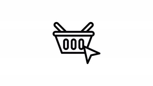 Mein Warenkorb — Line Animated Icon — Alpha Channel — 4K
