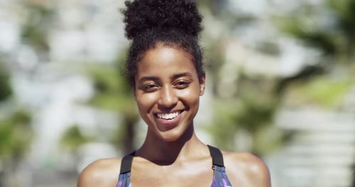 Smiling Young Woman With Curly Hair Portrait