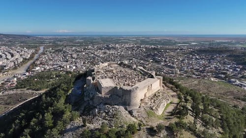 Ancient Fortress Overlooking a Modern City in Turkey
