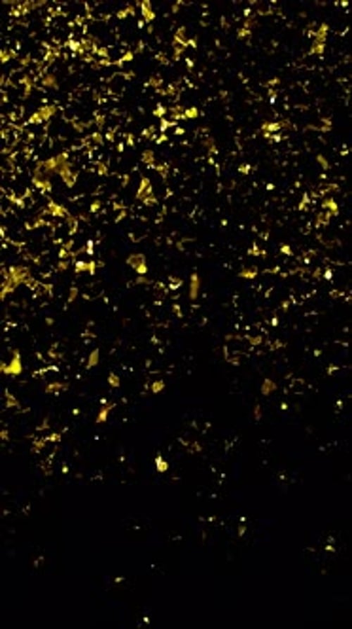 Festive Gold Confetti Cascade Against Black Background