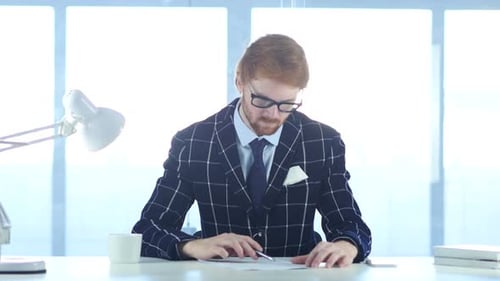 Adult Professional Writing at Bright Desk