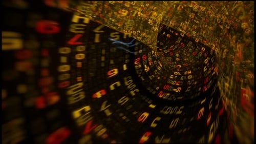 Orange Binary Code Data Tunnel Abstract Background