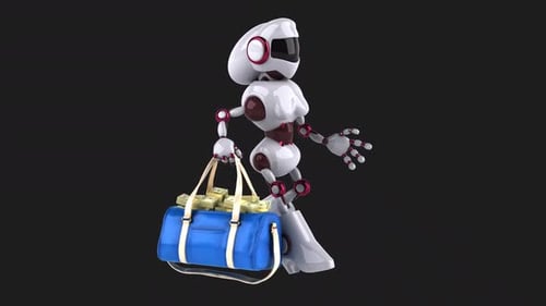 Fun 3D cartoon robot with money (on alpha)