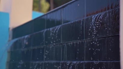 Small Water Flow Fountain Made of Wall