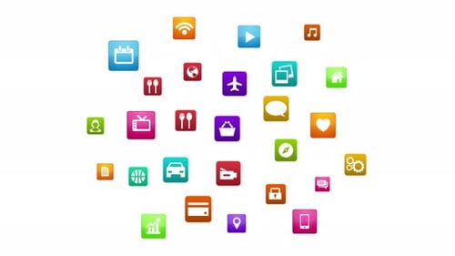 Colorful App Icons Network for Digital Services and Communication