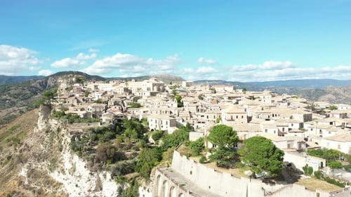 Aerial video of Italian Medieval village of Gerace, Calabria