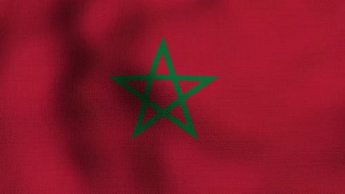 Realistic Waving Morocco Flag Textile Background