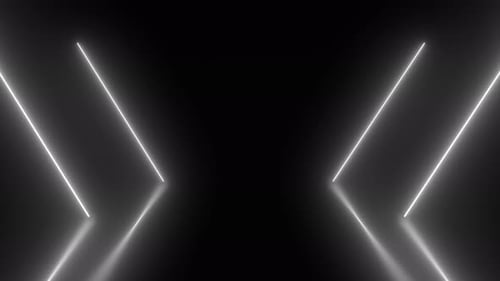 Flying Through Retro Corridor of White Neon Looping Background