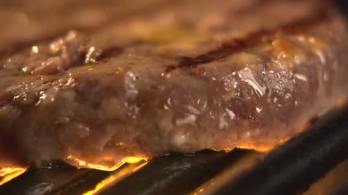 Close Up of Meat Cooking on a Grill