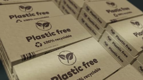 Eco-Friendly Plastic-Free Recyclable Cardboard Boxes Concept Animation