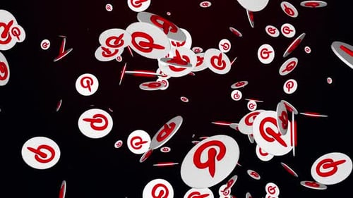 Falling 3D Pinterest Logos Seamless Loop Background