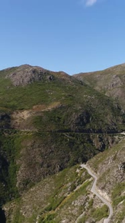 Winding Mountain Road Scenic Aerial View