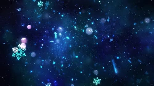 Winter Snowfall Particles Background with Glowing Bokeh Lights