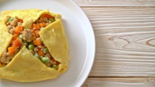 Tasty Omelet on a Plate for Food Content