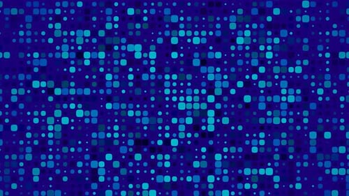 Fondo de pared o telón de fondo de pared con píxeles cianos y azules parpadeantes de animación abstracta