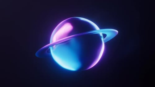 Planet mit dunklem Neonlichteffekt