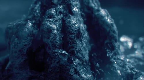 Water Cascading Down a Rocky Surface Liquid Flow on Rock Patterns in Slow Motion Crystal Clear Water