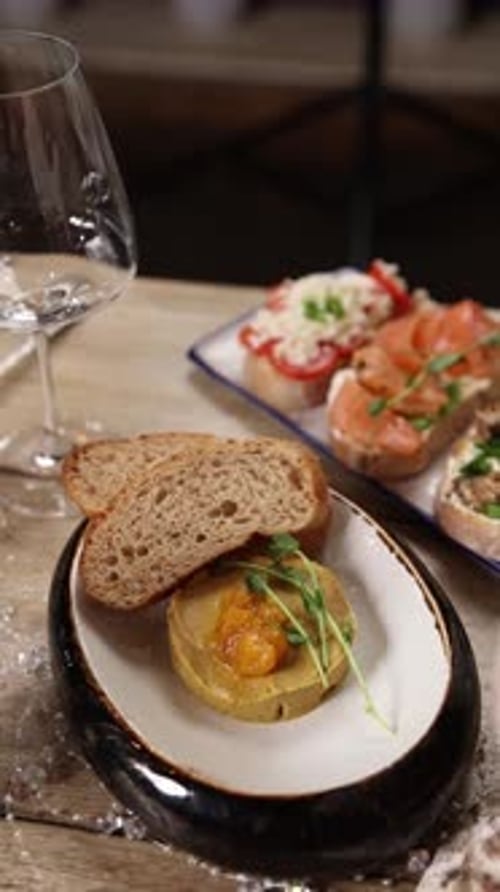 Delicious Appetizers with Pate and Bread Slices