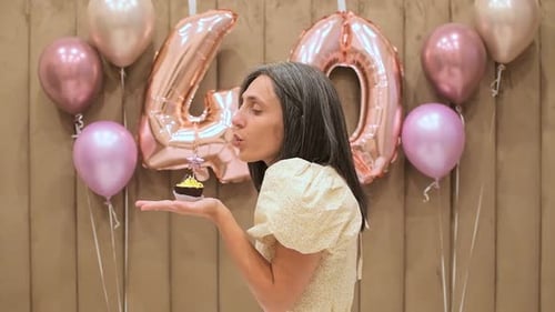 Young Looking Forty Year Old Woman Celebrate Birthday