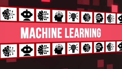 Machine Learning Concept With Icons On Digital Background