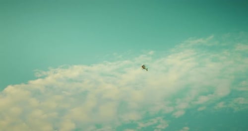 Helicopter Flies in Light Blue Sky