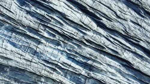 Aerial View of Glacier in Iceland Beautiful Nature Landscape Flying Over Blue Ice in Mountains