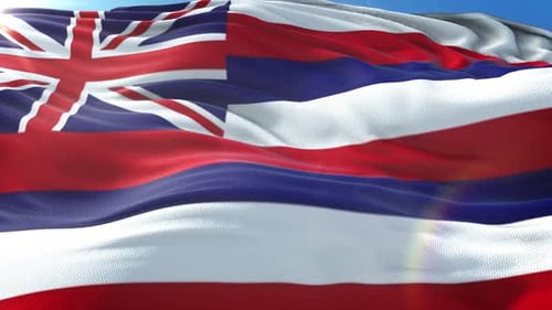 Waving Flag Of Hawaii With Realistic Fabric Texture