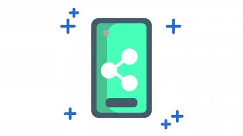 Animated Smartphone Share Icon Flat Design Concept