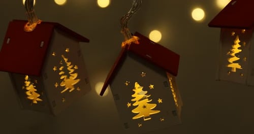 Festive Christmas Tree House Lights Holiday Decoration