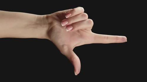 Mano publicitaria vertical que apunta con el dedo hacia arriba, negra
